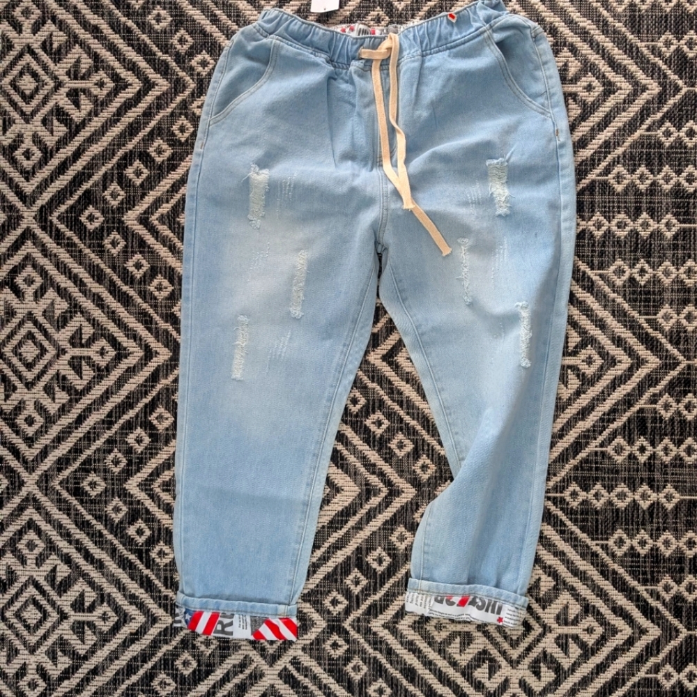 Aslea Rovie baggy drawstring jean with colorful roll up